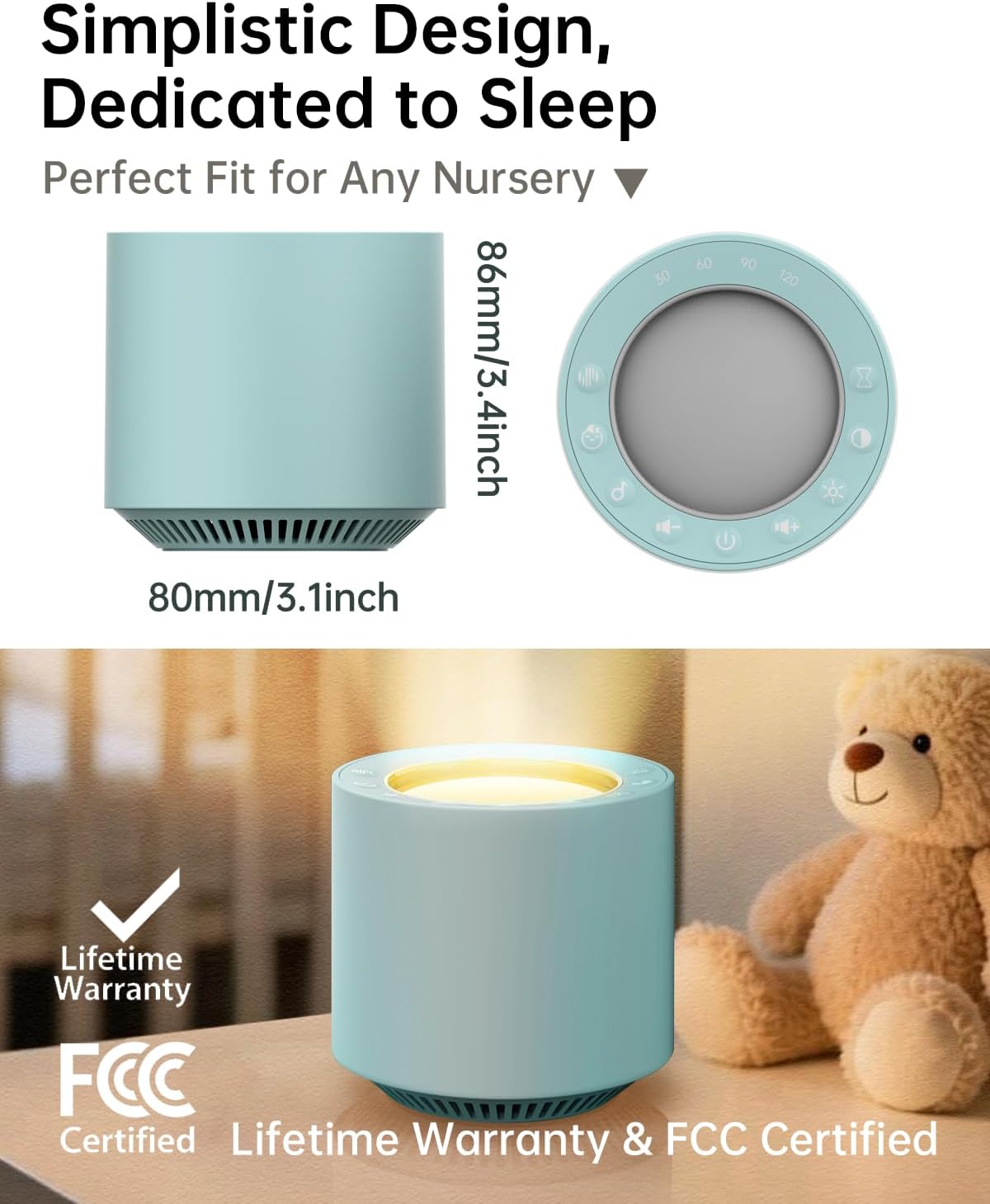 White Noise Sound Machine: Red Light Therapy Sleep Sound Machine with 38 Soothing Sounds & Calming Womb Soother, Memory Function, Dimmable Nursery Night Light with Timer for Baby Adult Gift