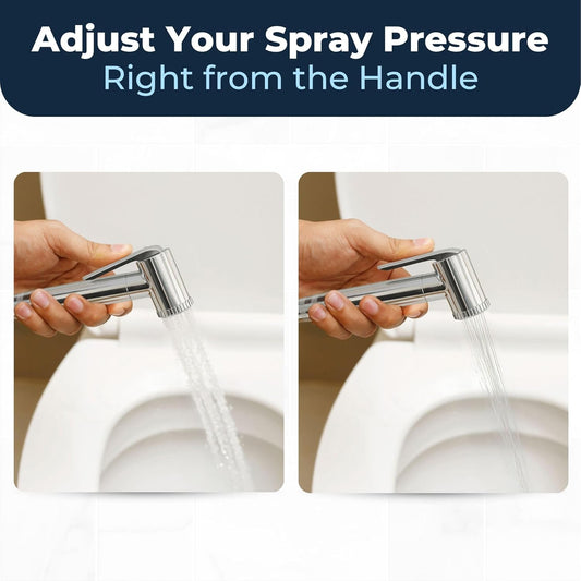 HammerHead Showers Solid Metal Adjustable Pressure Handheld Bidet Sprayer for Toilet, Handheld Bidet Attachment with 47-Inch Hose and Leak-Proof T-Valve, Jet Spray for Toilet, Muslim Shower, Chrome