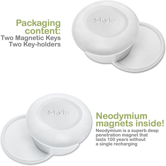 SKYLA HOMES Magnetic Cabinet Locks Baby Proofing Child Safety - The Safest Quickest and Easiest Multi-Purpose 3M Adhesive Child Proof Latches, No Screws or Tools Needed (2 Pack)