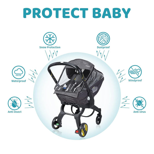Car Seat Rain Cover, Compatible with Doona Infant Car Seat Stroller, Universal Rain Cover with Window for Waterproof, and Windproof, Breathable Baby Travel Weather Shield Stroller Accessories, Black
