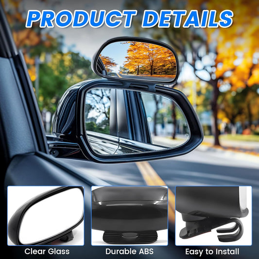 Blind Spot Mirror Adjustable 360 Degree Car Side Mirror, HD Glass Rear View Exterior Accessories Frame Thickness Less than 5MM for Car SUV (long-armed Right)