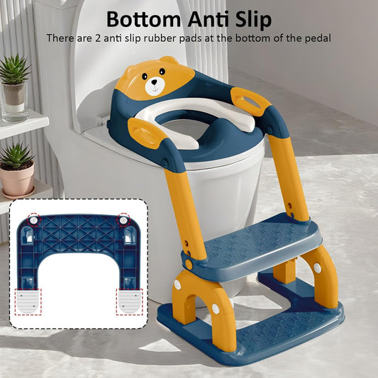 DEEKI Potty Training Seat Upgrade 2 in 1 Toddler Training Toilet Chair Potty Seat with Step Stool Ladder for Baby Kids Boys Girls(Grey)