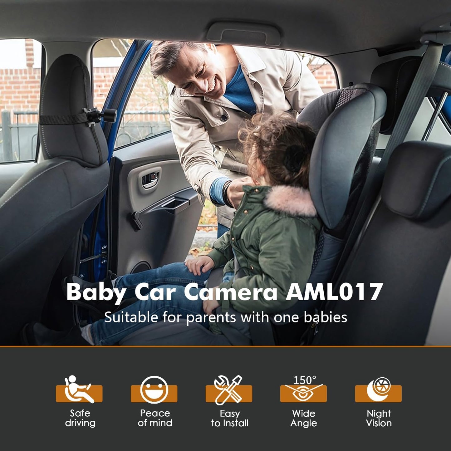 Itomoro Baby Car Mirror, View Infant in Rear Facing Seat with Wide Crystal Clear View,360° Rotation Plug and Play Easy Install baby car monitor 1080p