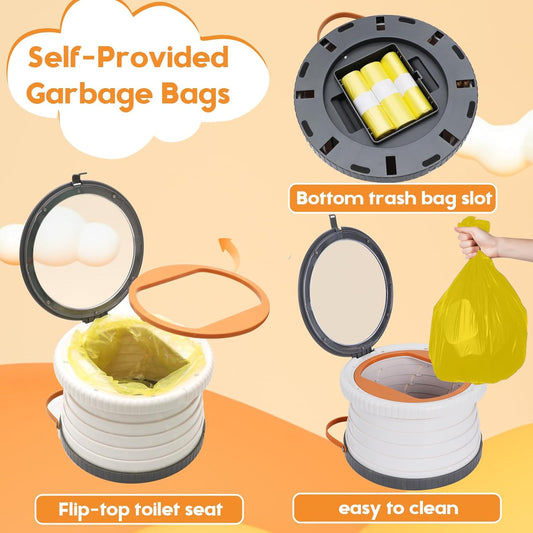SunnySmile Portable Toilet for Kids,Portable Potty Seat for Toddler Travel,Travel Potty with Travel Bag, Applicable to Camping, Indoor/Outdoor Use, Includes 45 Replacement Bags (Grey)