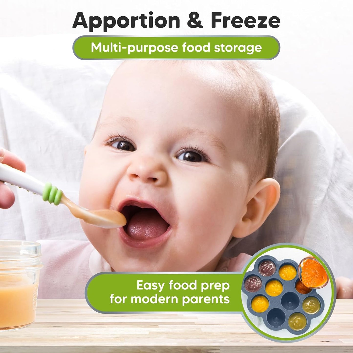 KeaBabies Silicone Food Freezer Trays with Lid, 2oz x 10 Pods Baby Food Storage Containers, Easy Puree Meal Prep, Breast Milk Silicone Freezer Molds, Dishwasher, Microwave Safe, BPA-Free (Chai Latte)