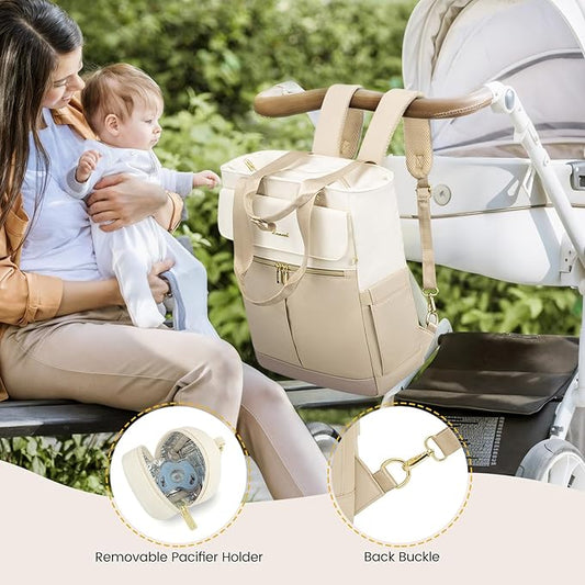 LOVEVOOK Diaper Bag Backpack,Diaper Tote Bag with Insulated Pockets,Baby Bag for Girl Boy with Changing Pad,Large Baby Diaper Bag with Pacifier Case,Anti-Theft Travel Backpack for Women