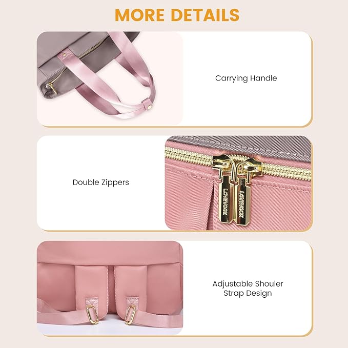 LOVEVOOK Diaper Bag Backpack,Diaper Tote Bag with Insulated Pockets,Baby Bag for Girl Boy with Changing Pad,Large Baby Diaper Bag with Pacifier Case,Anti-Theft Travel Backpack for Women,Pink-Gray