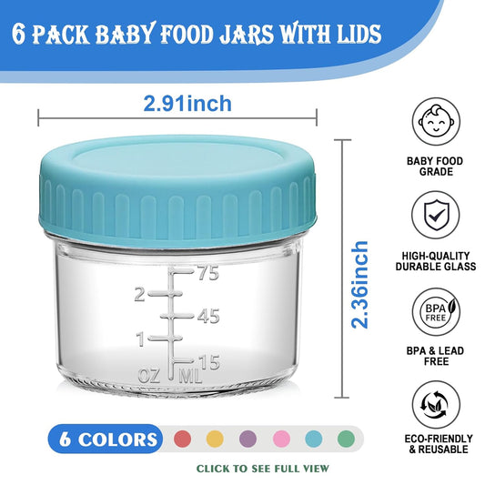 Accguan 16 Pack Glass Baby Food Storage Containers, 4 oz Baby Food Jars with Lids, Baby Food Maker for Microwave & Dishwasher Freezer Safe,BPA Free