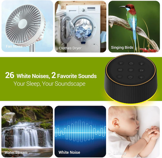 BGOVERSS White Noise Machine, 26 Hi-Fi Soothing Sounds & 10 Colors Night Light Sound Machine for Sleeping Adults, Baby & Kids, Portable Sleep Machine with 6 Timers, Noise Canceling for Home Office