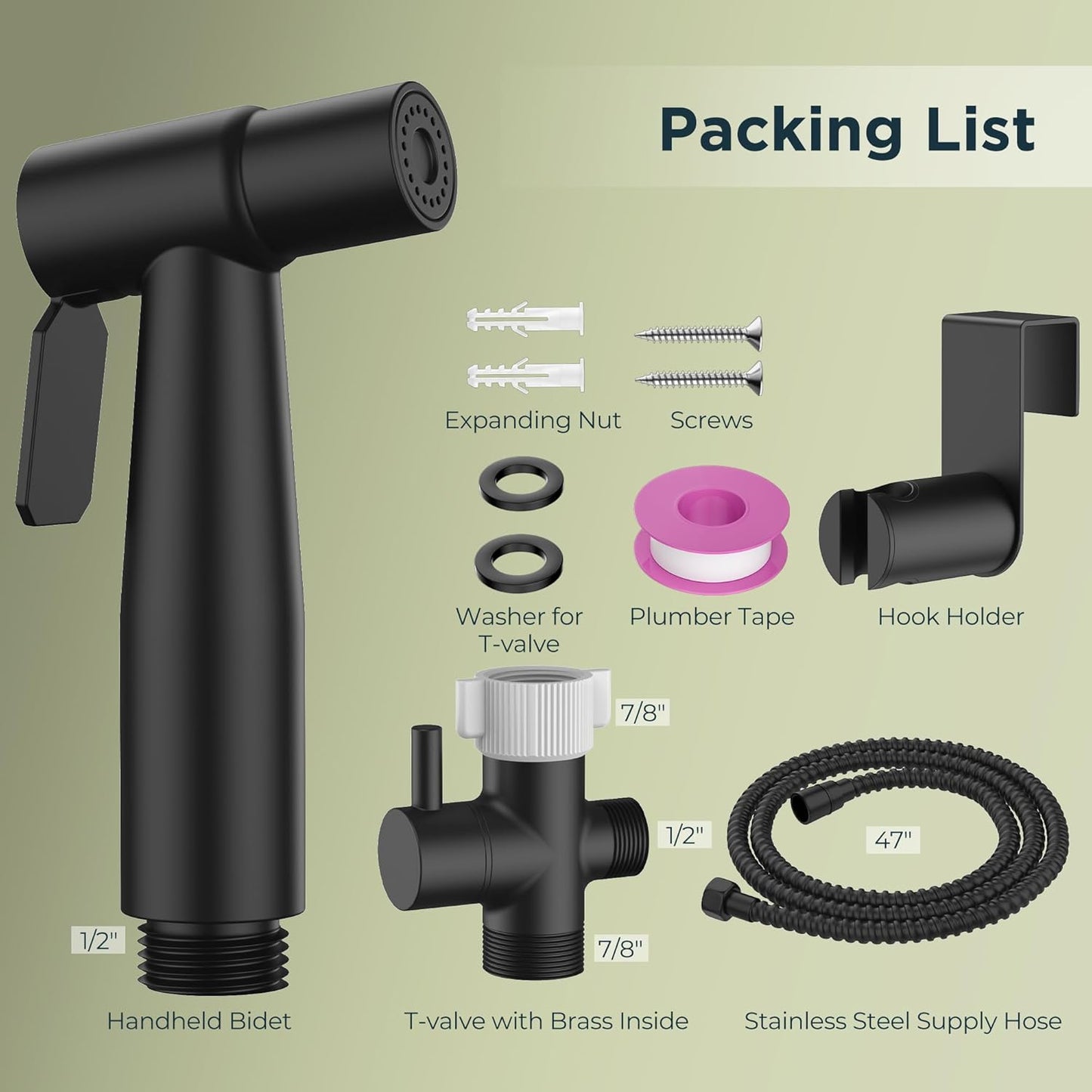Handheld Bidet Sprayer for Toilet, Stainless Steel Jet Spray Kit Adjustable Pressure, Leak-Proof Jet Spray, Feminine Wash & Muslim Shower, Wall/Toilet Mount, Used for RV Toilets