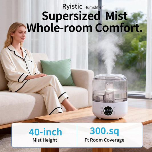 Humidifiers for Bedroom, 3L Top Fill 26H & Quiet Runtime for Large Room, Cool Mist Ultrasonic Humidifier with Humidity Sensor, Aroma Diffuser, Air Humidifier for Home, Baby, Nursery, Plants