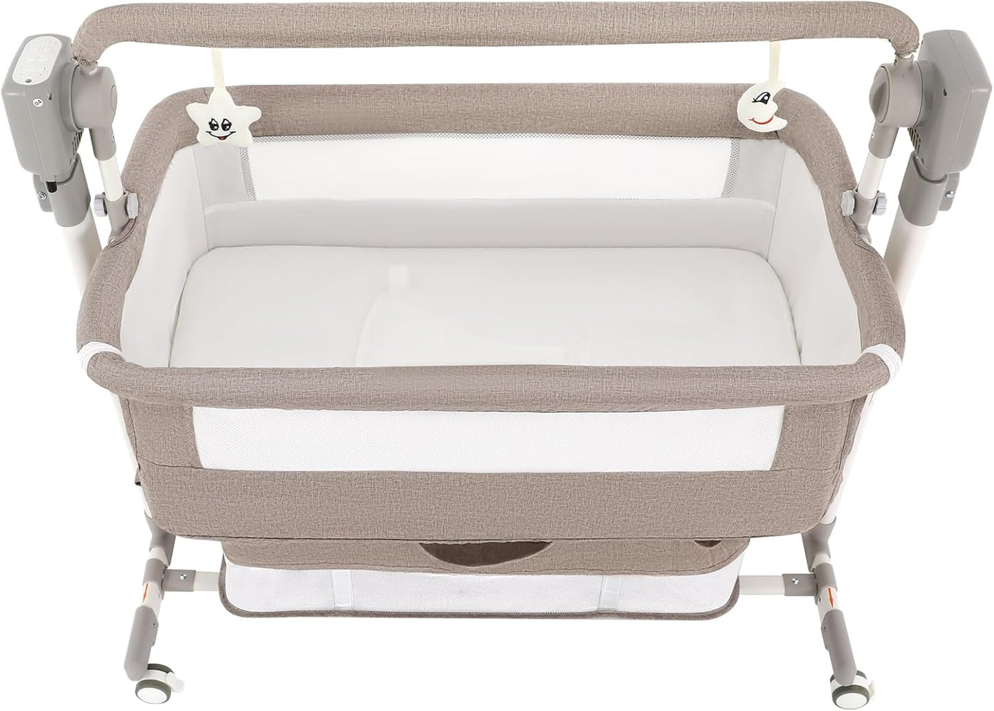 CNCEST Smart Electric Baby Bassinet Bedside Sleeper,Music Play,Automatic Cradle with 3 Speed Timing,5 Speed Wobbling,Portable Baby Bed Height Adjustable Crib,Nets+Mattresses