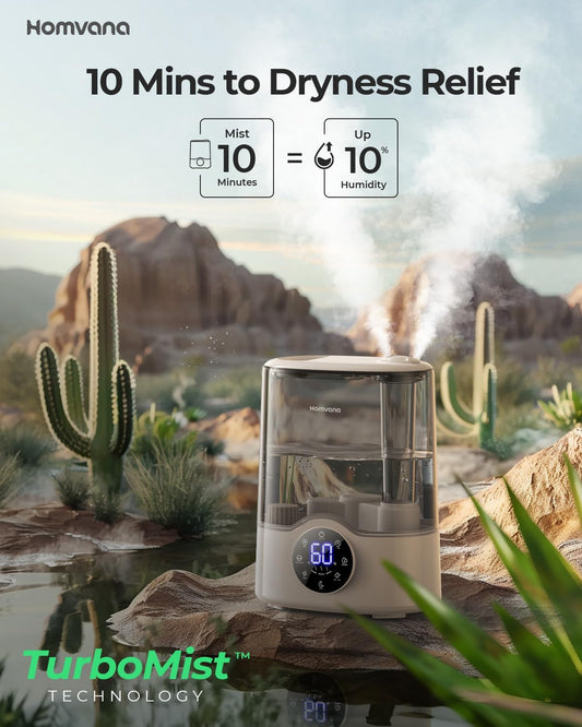 Homvana Humidifier Large Room, 7L (807ft²) Smart Warm and Cool Mist, Top-Fill Humidifiers for Bedroom Baby Nursery Grow Tent, Auto Adapt Mist Quick Air Humidity Indoor, Easy to Clean, Quiet, Diffusers