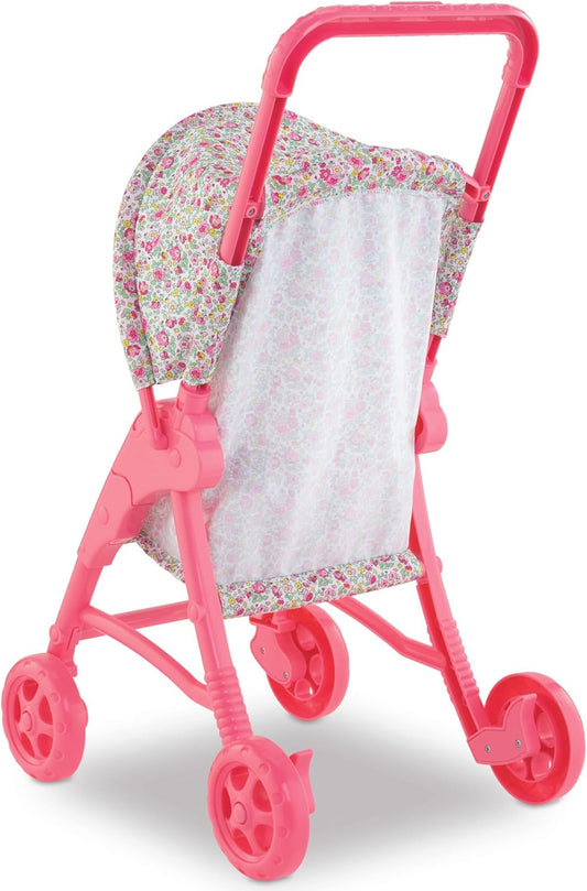 Corolle Mon Premier Poupon Foldable Baby Doll Stroller Set - Lightweight Toy Stroller for Toddlers 1-3 - Pink & White Doll Carriage for 12 Inch Dolls