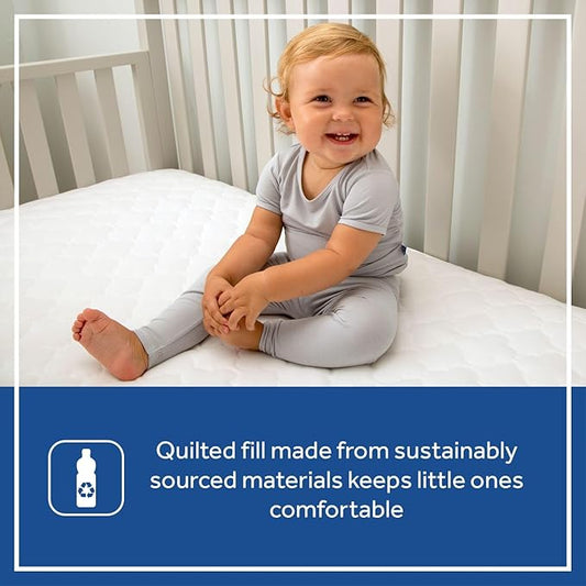 Sealy Baby Fitted Waterproof Infant Crib Mattress Protector Pad & Toddler Bed Cover,Durable and Comfortable Topper,Machine Washable-and Dryer Friendly,52x28”- White,(Pack of 6)