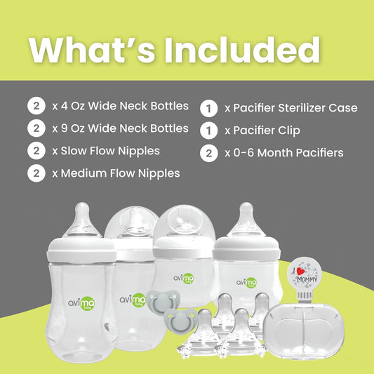 Anti Colic Baby Bottle Starter Set - 22 Pieces, Medium & Slow Flow Nipples, Infant Pacifiers, Formula Dispensers & More - Baby Bottle Sets for Newborn 0-6 Months