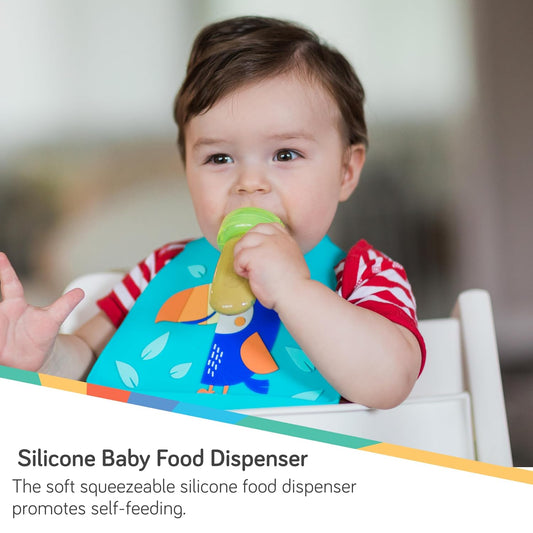 Nuby EZ Squee-Z Silicone Self Feeding Baby Food Dispenser, 1 Count (Pack of 1) - Aqua/Pink/Green, Colors May Vary