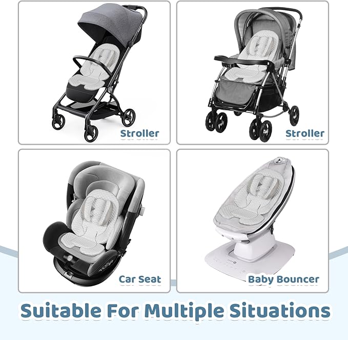 KAKIBLIN Infant Car Seat Insert, Baby Car Seat Head Neck Body Support, Breathable Newborn Car Seat Insert, 2-in-1 Reversible Stroller Pad or Girls Boys,Strollers,Car Seat,High Chair,Swing