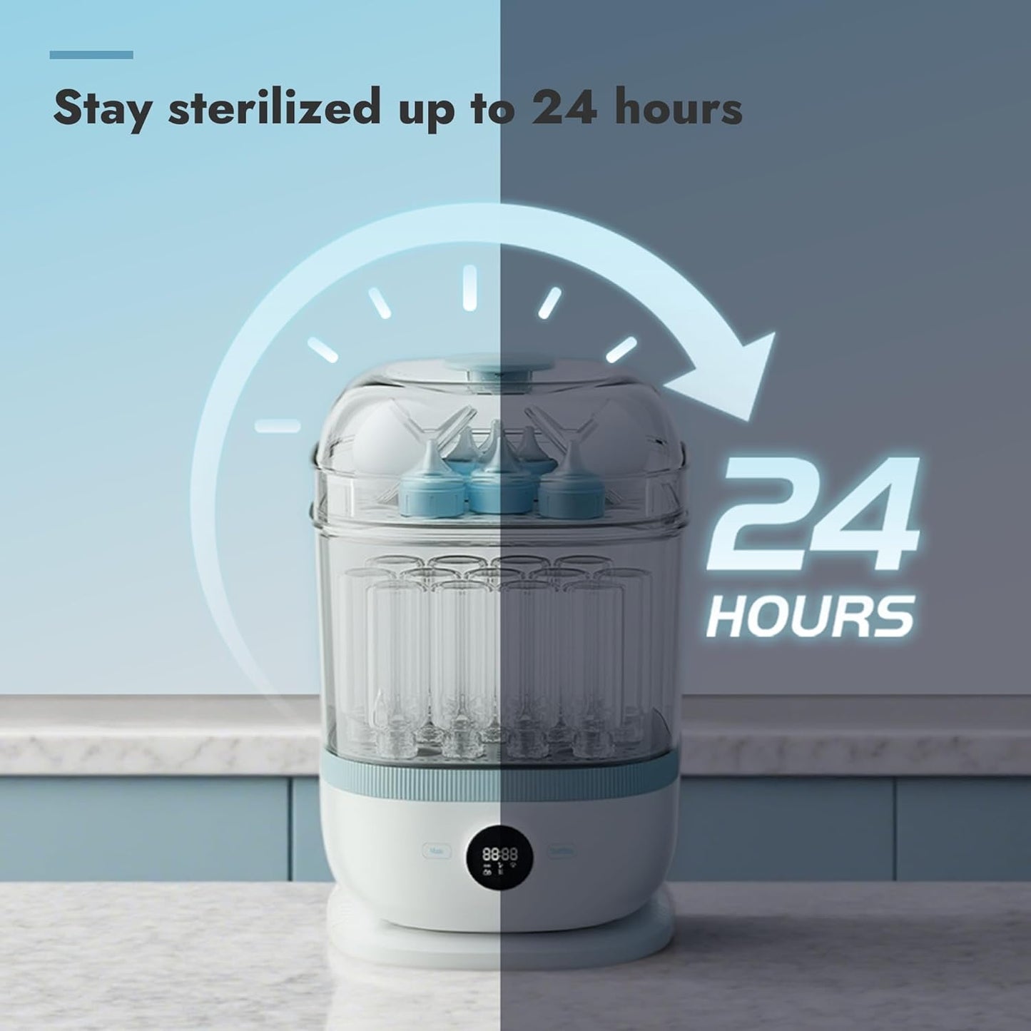 Papablic Baby Bottle Sterilizer and Dryer Pro, Esterilizador De Biberones, Electric Steam Sterilizer for Baby Bottles, Pacifiers, and Pump Parts, Large Capacity 10 Bottles