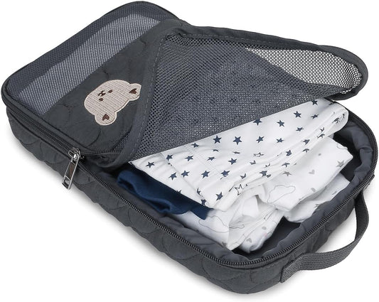 MOMIGO Baby Diaper Bag Organizer Pouches - 2 Pack Waterproof Pod Hanging Diaper Bag Cute Bear Mesh Bag Reusable, Washable or Baby Cloth Diapers