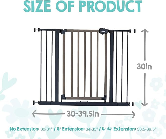 Regalo SAFETY 39" Extra Wide Wood Accent Baby Gate, Pressure Mount for Doorways & Bottom of Stairs, Babies, Toddlers & Pets, Ages 6–24 Months, TESTED & TRUSTED, AMERICAN DESIGNED, FAMILY OWNED