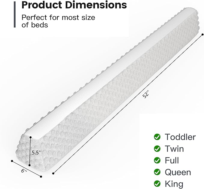 YENING Baby Bed Bumpers for Toddlers Foam Bed Guard Rail for Kids Bed Toddler Bed Bumper for Twin Full Queen King Size Bed Grey, 2-Pack