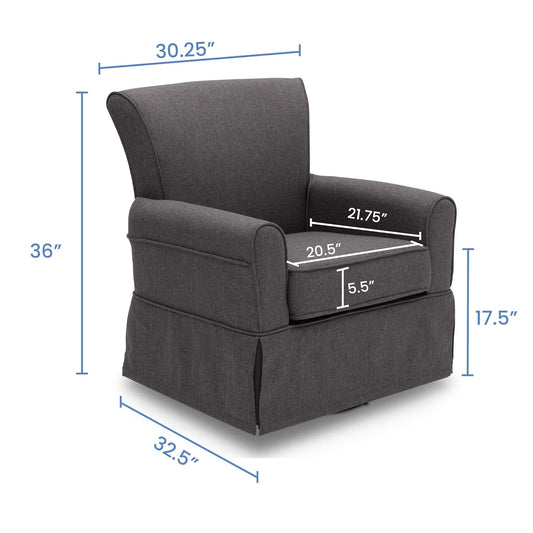 Delta Children Upholstered Glider Swivel Rocker Chair, Charcoal