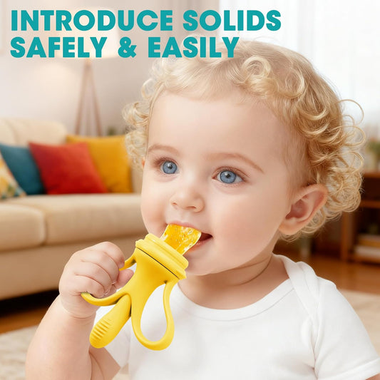 JEXFUN Baby Fruit Feeder & Breastmilk Popsicle Mold Set, Silicone Food Feeder Pacifier for Cooling Relief with 3 Replaceable Pouches, BPA-Free Teething Toy for Safe Infant Self Feeding (Pea Green)