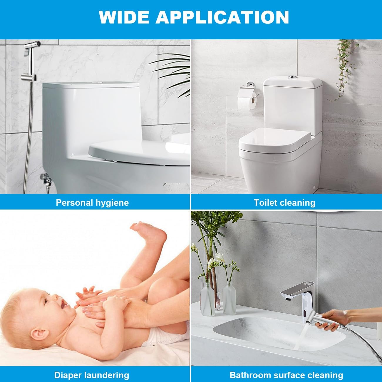 Handheld Bidet Sprayer for Toilet, Adjustable Stainless Steel Bathroom Bidet Sprayer Attachment Set with Hose for Baby Cloth Diaper, Leakproof High Pressure Toilet Muslim Shower Jet