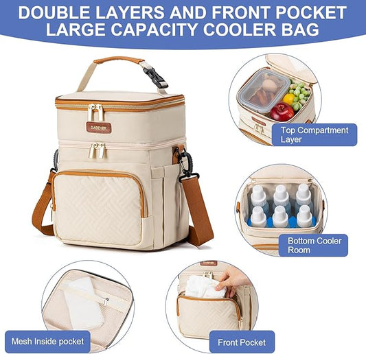 Breastmilk Cooler Bag with Ice Pack Fits 6 Baby Bottles Up to 9 Ounce
