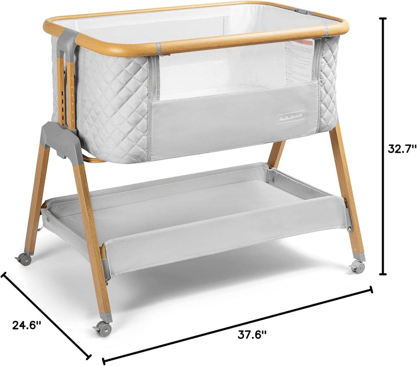 3 In 1 Baby Bassinet with Wheels, Portable Bedside Sleeper for Baby with 7 Adjustable Heights and Foam Mattress, Baby Bedside Crib for Newborns and Infants with Storage Basket, Carry Bag Included