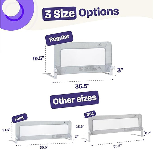ComfyBumpy 1-Pack Bed Rail for Toddlers 35.5" L x 19.5" H | Toddler Bed Rails for Twin, Full & Toddler Bed Size | Swing Down Bed Rail Guard | Baby Bed Side Rail for Kids | Gray