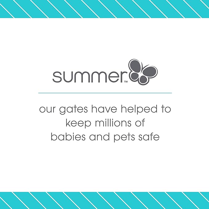 Summer Infant Anywhere Decorative Walk-Thru Pet and Baby Gate, 28” - 42.5” Wide, 30" Tall, Pressure Mounted, Insall In-between Rooms and Doorways, Walnut Wood with Metal Charcoal Accents