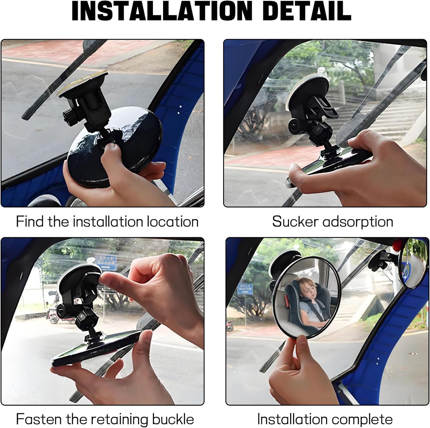 Baby Car Mirror, Auto Rear Facing Mirrors with Suction Cup, 360° Adjustable Wide Angle Convex Rear View Mirrors, Safety Backseat Babies Mirror, Universal Car Interior Accessories