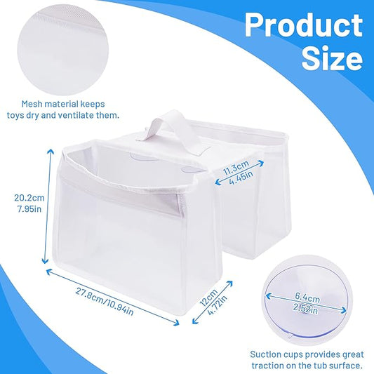 Saddle Shape Bath Organizer, 2 Compartments Wide Opening Bathtub Holder for Tub, Bath Storage Organizer for Tub, Easy Access, Mesh Shower Holder