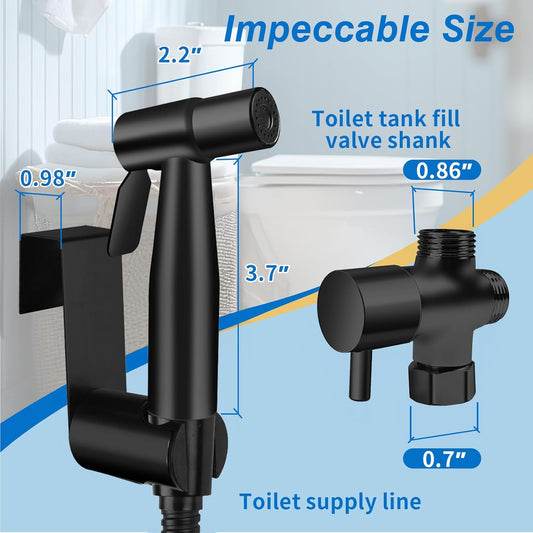 Neween Handheld Toilet Bidet Sprayer for Toilet-Adjustable Water Pressure Control with Bidet Hose for Feminine Wash, Stainless Steel Bidet Faucet Sprayer Kit Cloth Diaper for Baby Wash (Black)