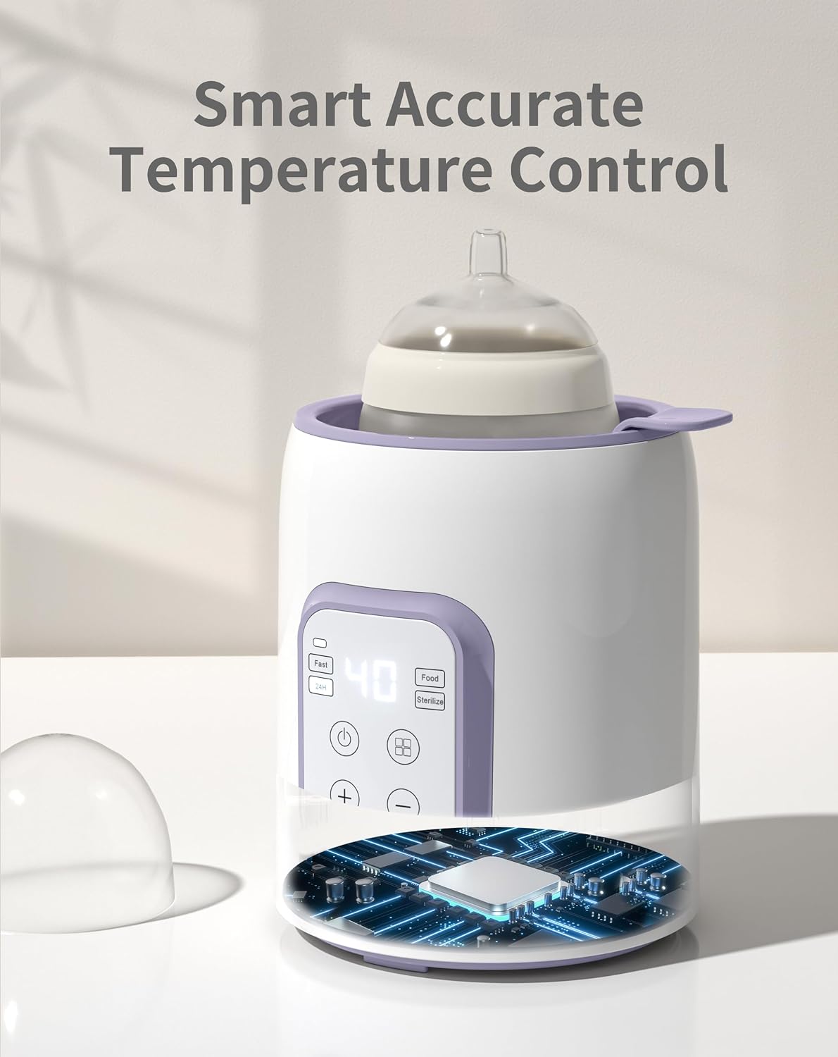 Bottle Warmer, Grownsy 8-in-1 Fast Baby Bottle Warmer with Timer, Safe for Breastmilk Nutrients, Accurate Temperature Control, with Defrost, Sterili-zing, Keep Warm, Heats Baby Food & Bottles