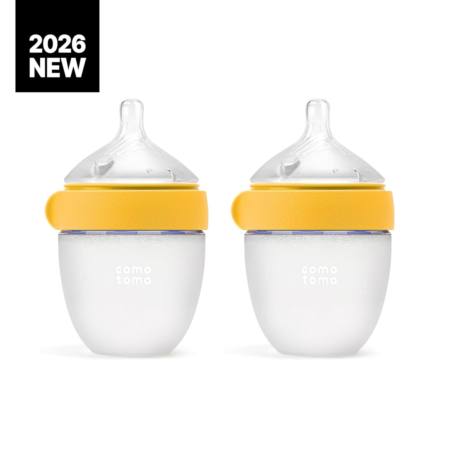 Comotomo Silicone Baby Bottle Gen 2 – 2026 Release (5oz) – True Slow-Flow Nipple for Newborn Feeding (0-3 Months) with Dual Anti Colic Vents for Breast to Bottle Transition, Green (Double Pack)