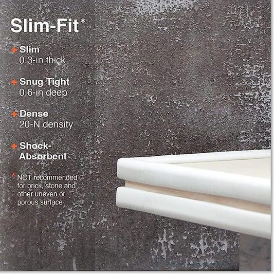 Roving Cove Slimfit Corner Edge Protector for Baby Proofing (Small 15ft Edge 4 Corners), Furniture Safety Bumper Guard, Soft NBR Rubber Foam, 3M Adhesive, Oyster White (Off White)