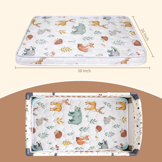 Pack and Play Mattress Pad 38x26x1.5 – Non-Slip Bottom & Breathable Playpen Mattress for Baby, Firm Foam Pack n Play Mattress Replacement for Graco/Baby Trend Playard, Soft Portable Mini Crib Mattress