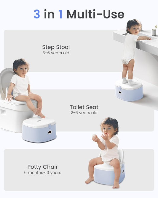 3-in-1 Toddler Potty Training Toilet for Boys and Girls with Soft Cushion Multi-use Baby Potty Chair for Toddlers 1-3 Training Potty Seat Toddler Toilet Baby Potty Training Seat with Step Stool