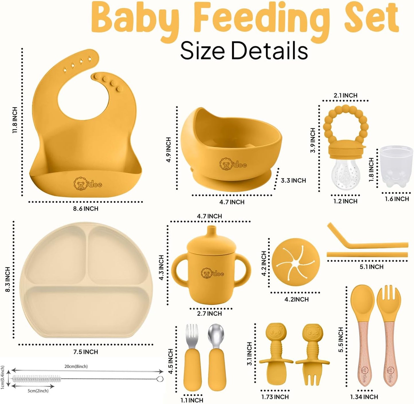 O'doe 17-Piece BPA-Free Silicone Baby Feeding Set | Thick & Soft Suction Plates, Baby Bowls, Wooden Fork & Spoon, and More | Make Mealtime Fun and Easy for Your Little One (Purple, V2)