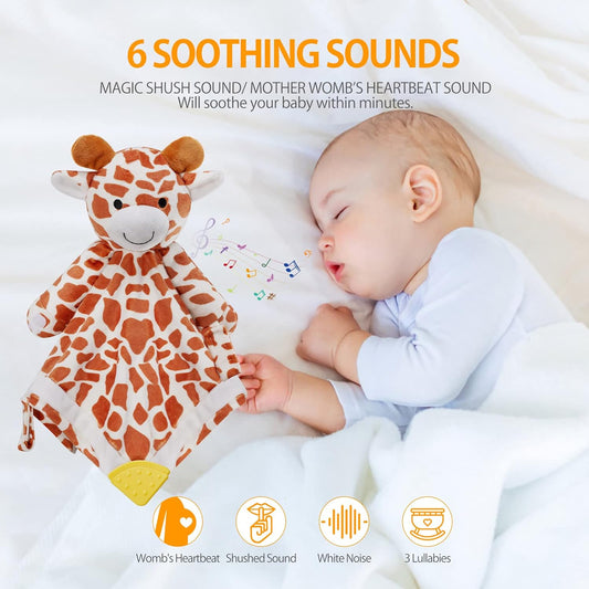 BEREST Unicorn Baby Sleep Soother 4-in-1 Sound Machine with Heartbeat & White Noise|Security Blanket & Pacifier Holder|Soothing Plush Toy for Newborns|Perfect Baby Registry Essential