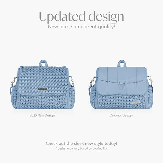 Hannah & Sophia Belle Convertible Baby Diaper Backpack & Bag in Moonmist Blue, Large Size, Dual Sided Water Resistant Changing Mat Included, Detachable Shoulder Straps, Easy To Use
