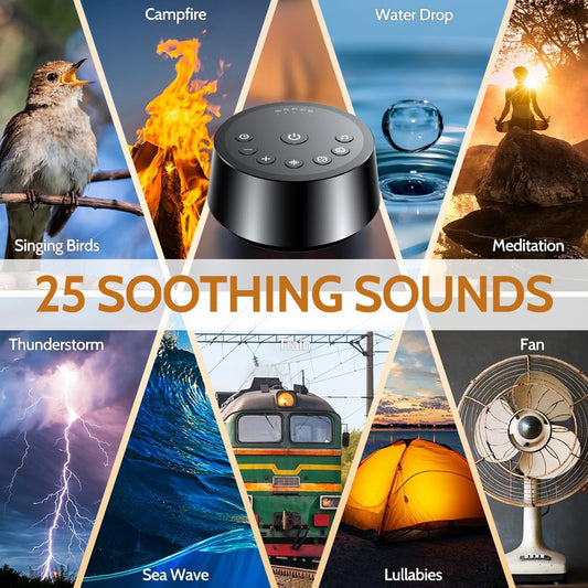 Color Noise Sound Machines Sleep White Noise Machine with 25 Soothing Sounds 32 Volume Levels 5 Timers and 4 Sound Categories and Memory Function for Kids Adults and Home