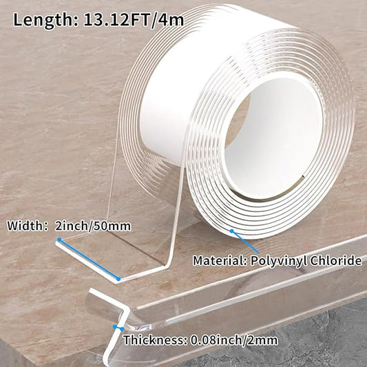 13.12 FT Edge Corner Protector Baby Proofing,Soft Clear Furniture Table Corner Guard & Edge Safety Cabinet Door Bumper,Crib Bumpers,Wall Protector(Width 2 in,Thickness 0.08 in)