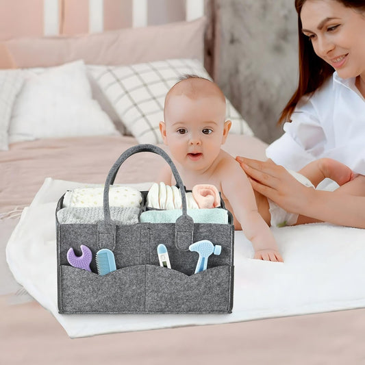 PandaEar Baby Diaper Caddy Organizer, Portable Travel Diaper Organizer, Nursery Caddy Basket with Divided Design