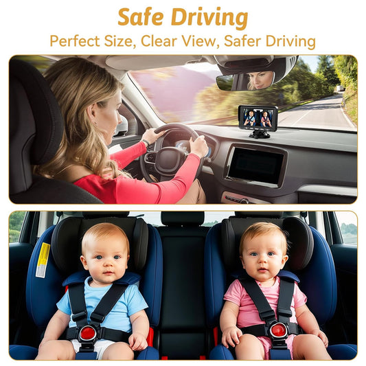 Wkzay Baby Car Camera 2-Pack – HD 1080P, 150° Wide Angle, Night Vision, Adjustable LED Light, Easy Installation, Infant Safety, Rear Seat Monitoring for Car Travel
