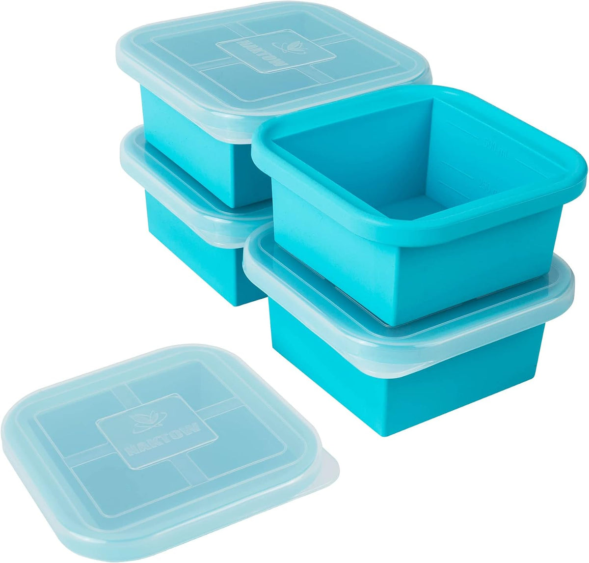 Silicone Freezing Tray with Lid - 2-Cup Freezer Containers,Make 1 Perfect Freezing,Storing Soups, Foods, Stews, Dips or Sauces Simple and Convenient Color Aqua