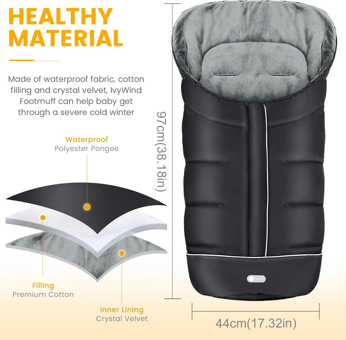 Stroller Footmuff, Universal Baby Bunting Bag, Weather-Proof Blanket